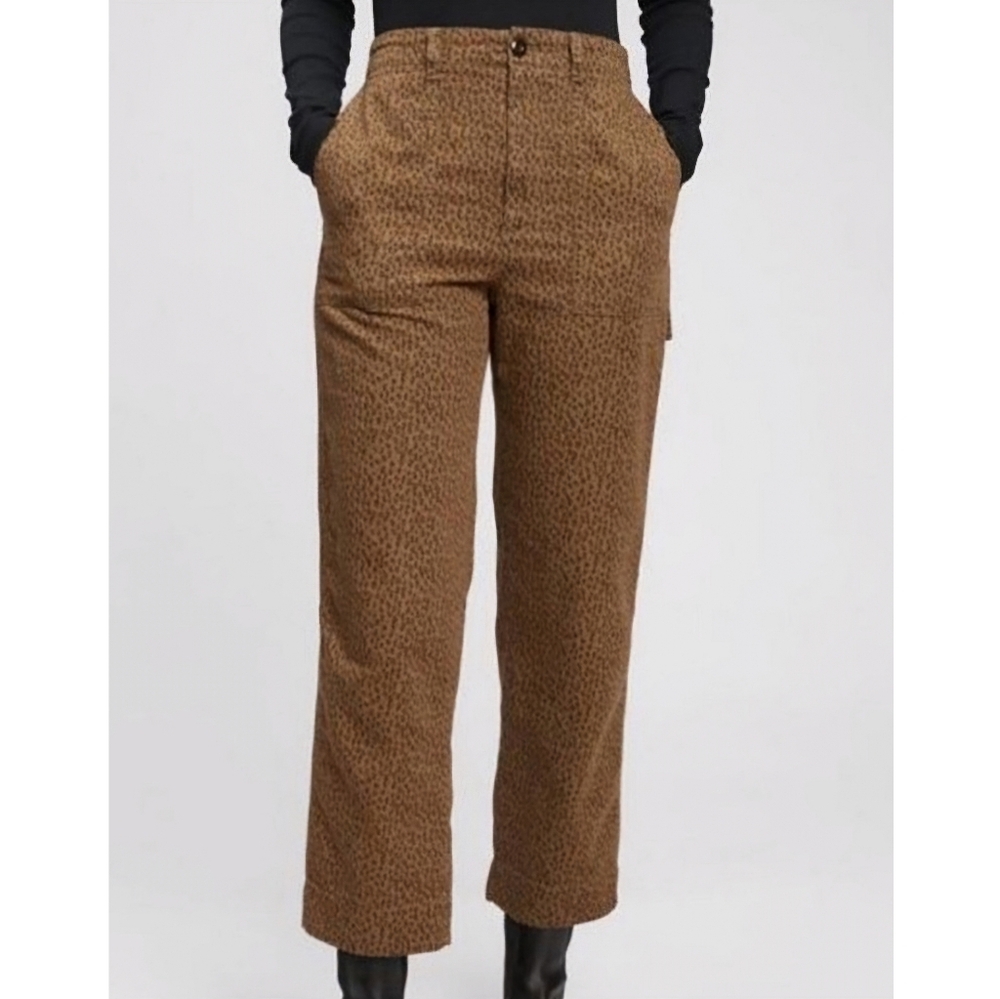 GAP High Rise Carpenter Straight Leg Pants in Brown Leopard Print Size 0